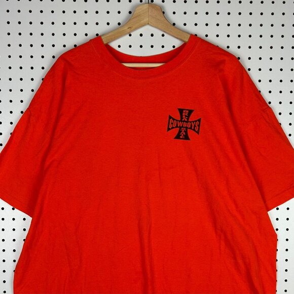 Oklahoma State Cowboys T Shirt XXL Orange West Coast Chopper Logo‎ Y2K Vintage - Picture 4 of 6